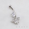 DANGLE QUEEN BEE MULTI CZ BELLY BUTTON NAVEL RING 316L SURGICAL STEEL